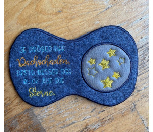 Stickdatei ITH - Mug Rug Spruch "Dachschaden"